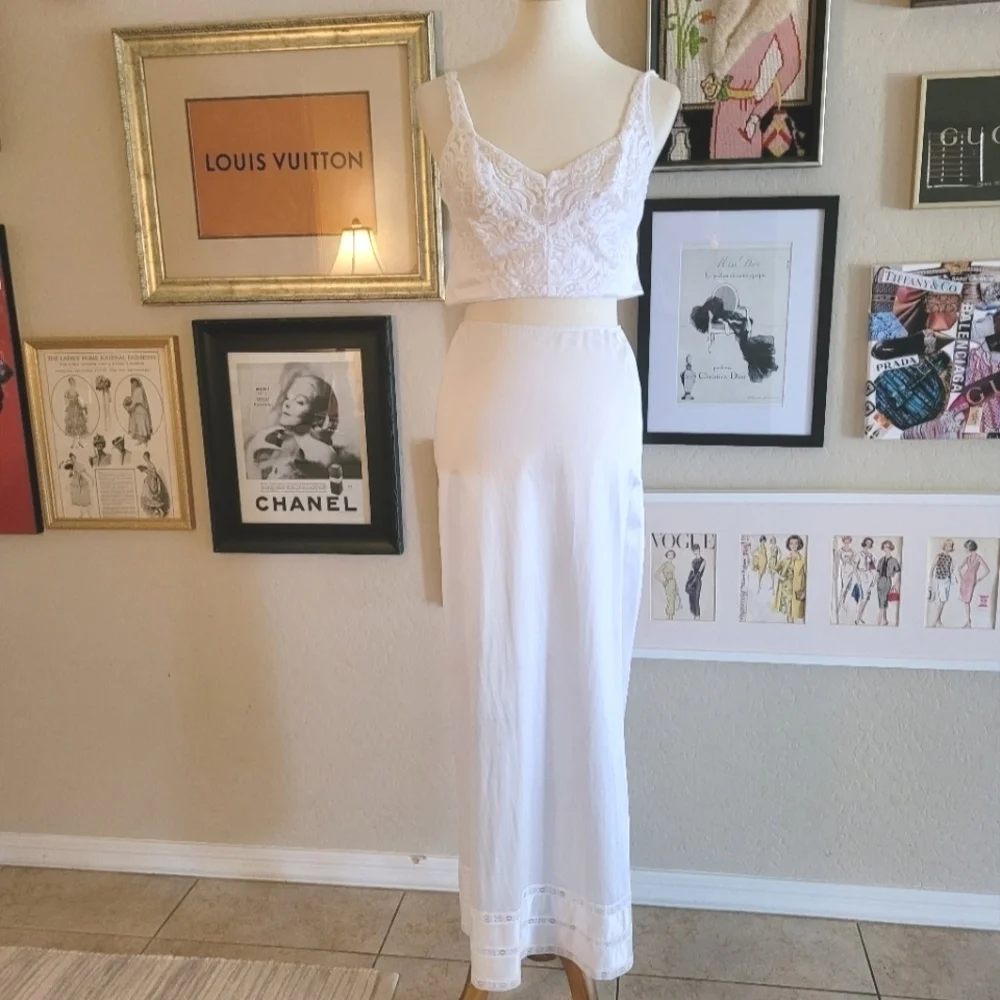 Vintage -‎ Sears White Nylon Maxi Slip with Lace Trim - Picture 2 of 5